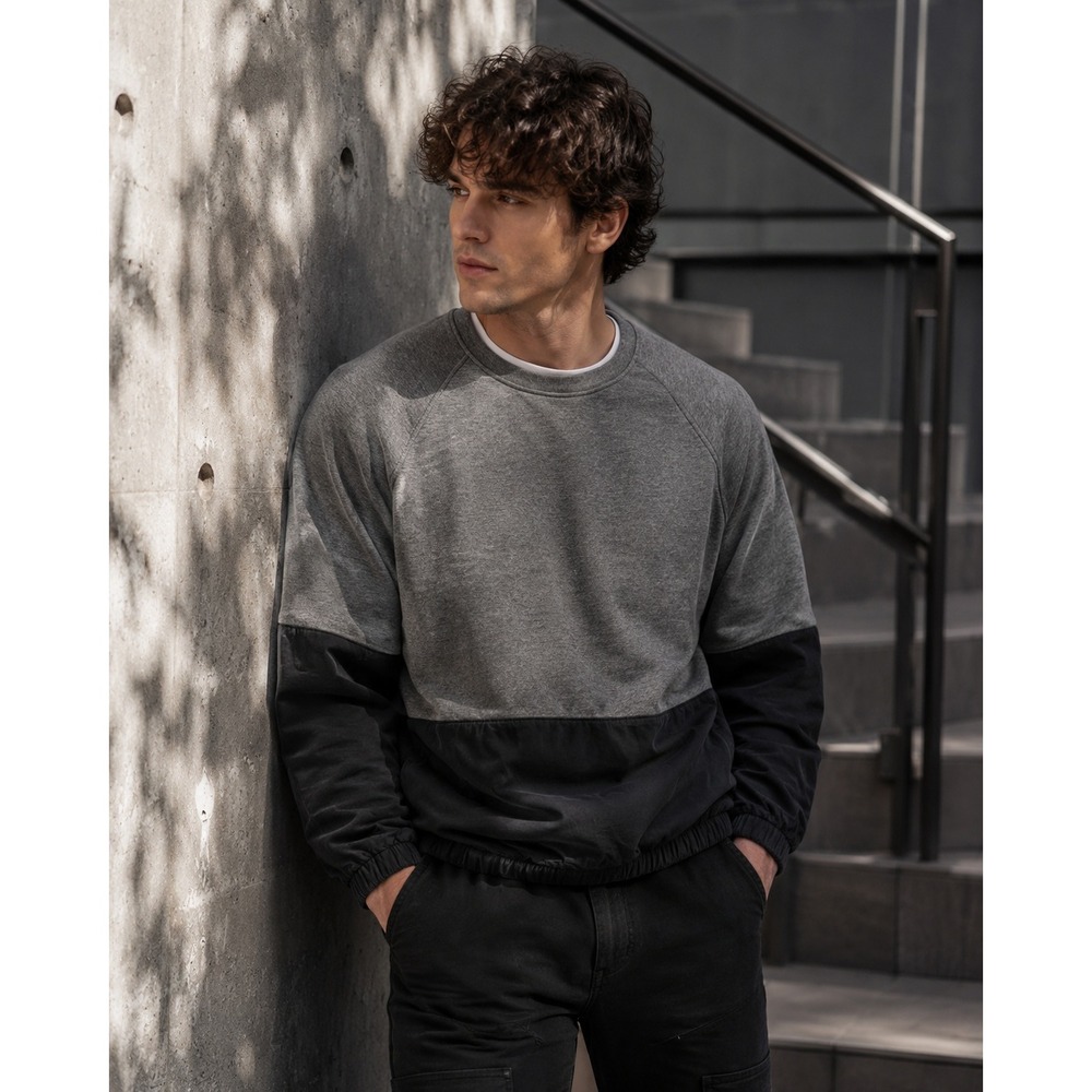 Your‎ Neighbors Sweatshirt Mens Medium Gray Black Colorblock Gorpcore Streetwear